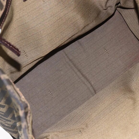 FENDI Zucca Canvas Mamma Baguette Tote Bag Black Brown Auth 147540 - Picture 11 of 16